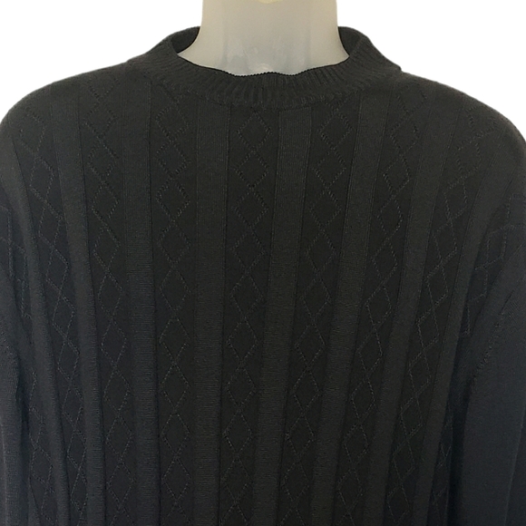Le Monde Black Pullover Sweater Size XL Textured Cable Knit - Picture 6 of 11